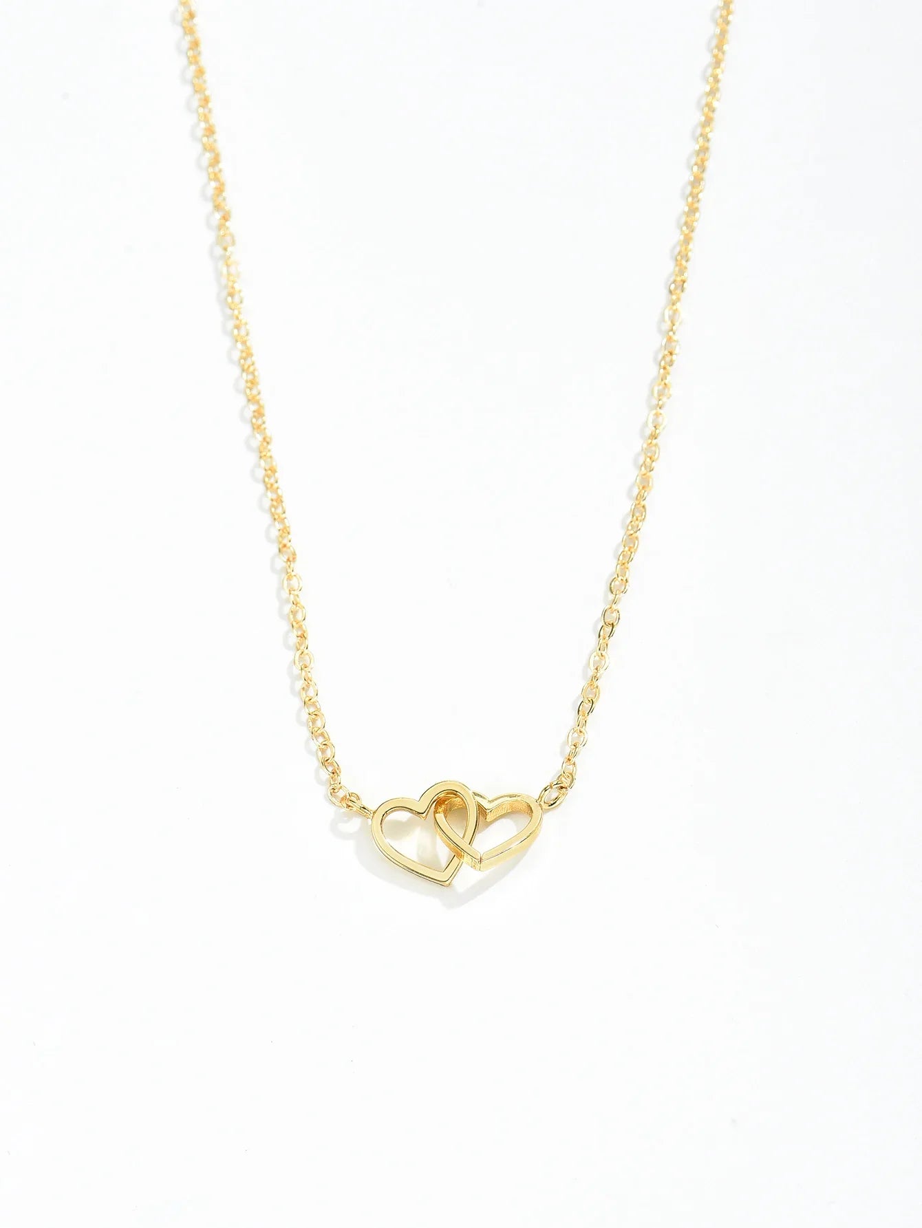 Colar Feminino Tiny Double Hollow Heart